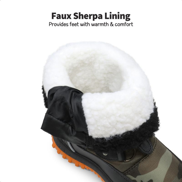 Kids Camouflage Slip Resistant Snow Boots - CAMO-ORANGE - 2